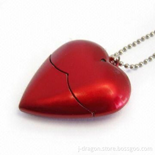 Heart-shaped USB Flash Drive, Ideal for Promotional Gifts, Available in Red, Blue and Pink